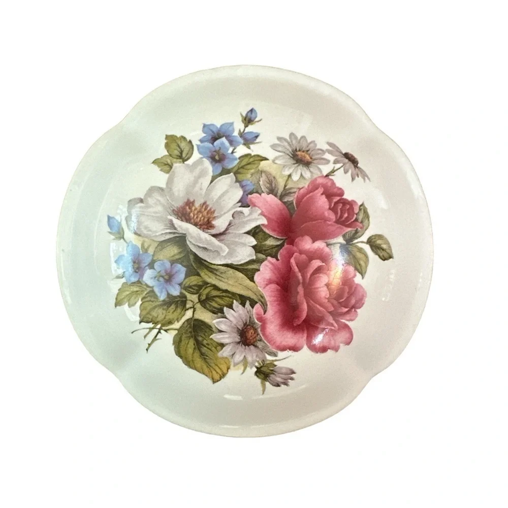 Floral Porcelain Trinket Box Vintage Jewelry‎ Container Flowers Decor